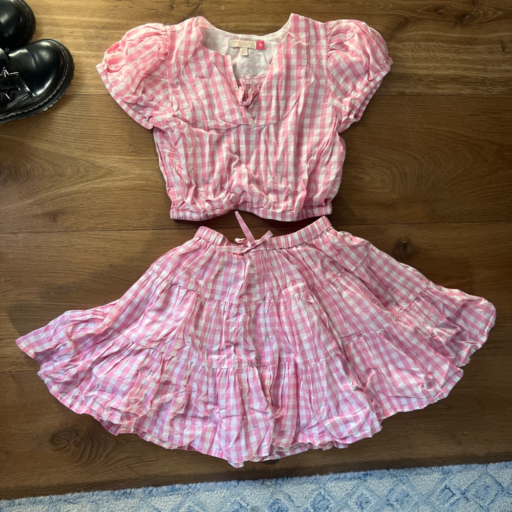 Pink Chicken kids skirt set size 8